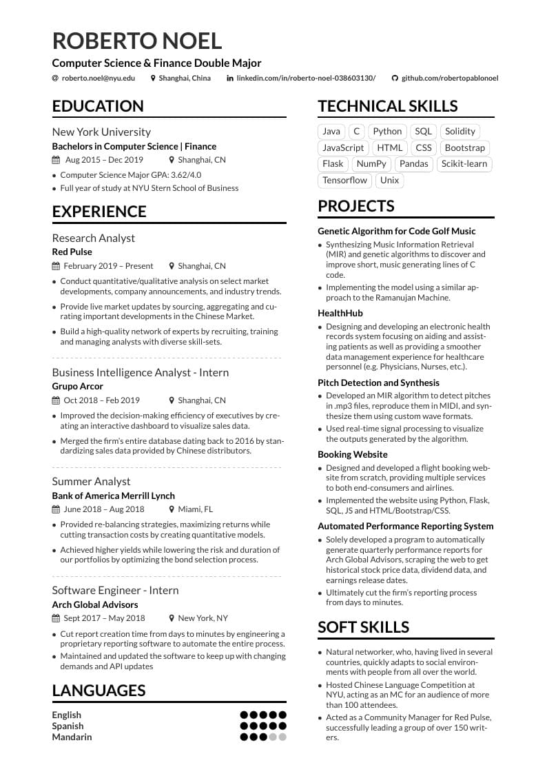 Roberto Noel's Resume 2019