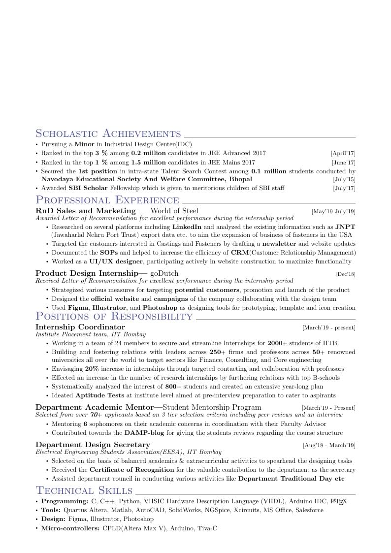2-page non-tech résumé for undergraduates