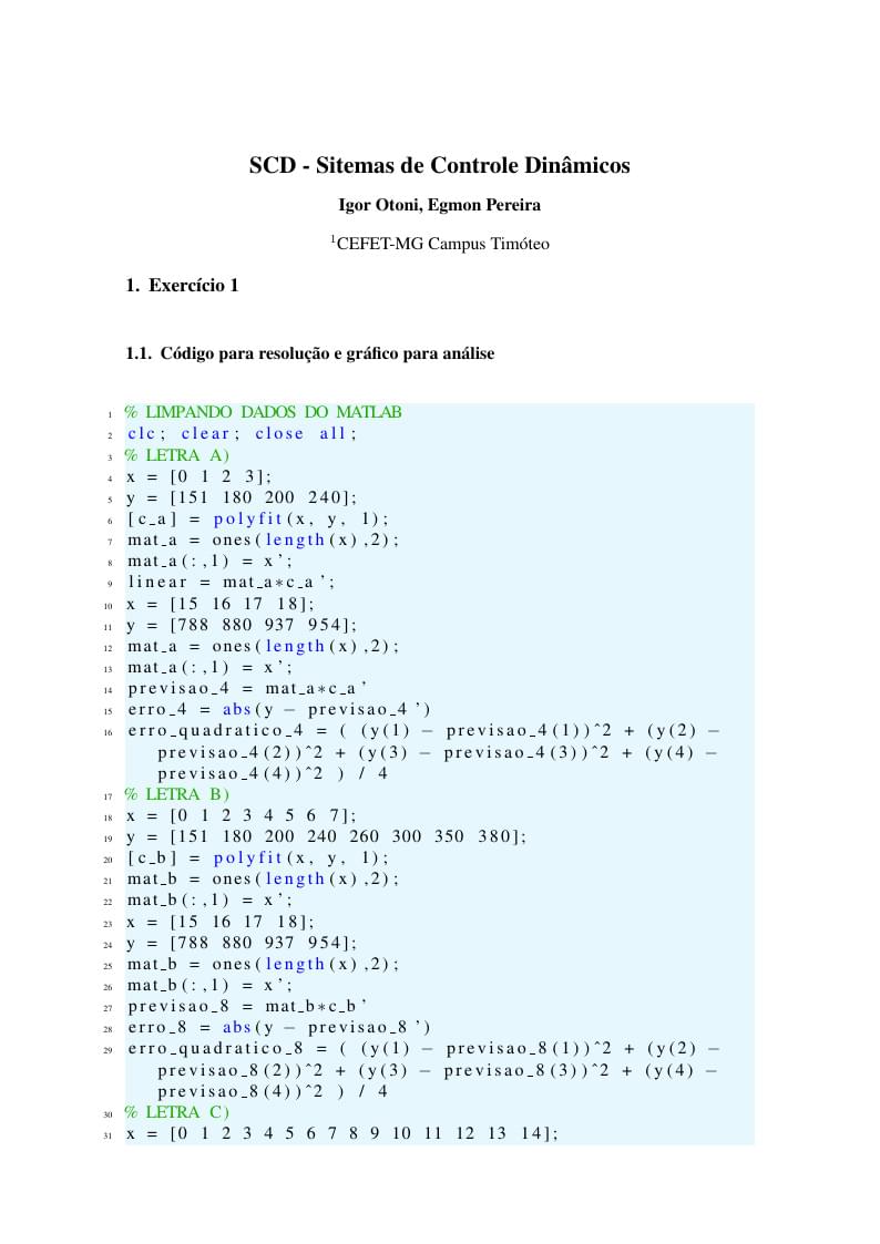 SCD - Sitemas de Controle Dinâmicos