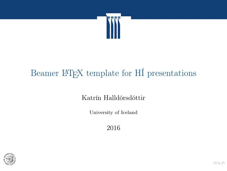 University of Iceland presentation template using Beamer
