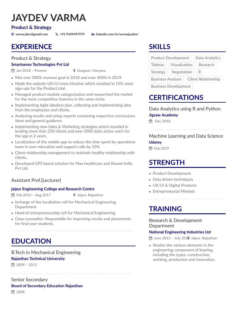 Jaydev's Resume