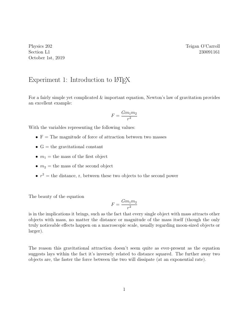 Introduction to using LaTeX in lab reports