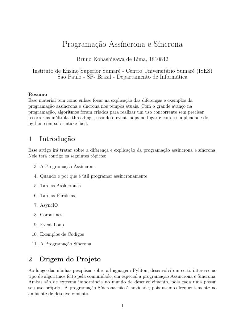 Programação Assíncrona e Síncrona