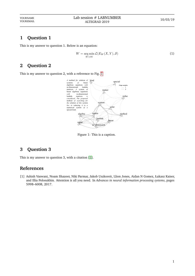 ALTEGRAD lab answer sheet template