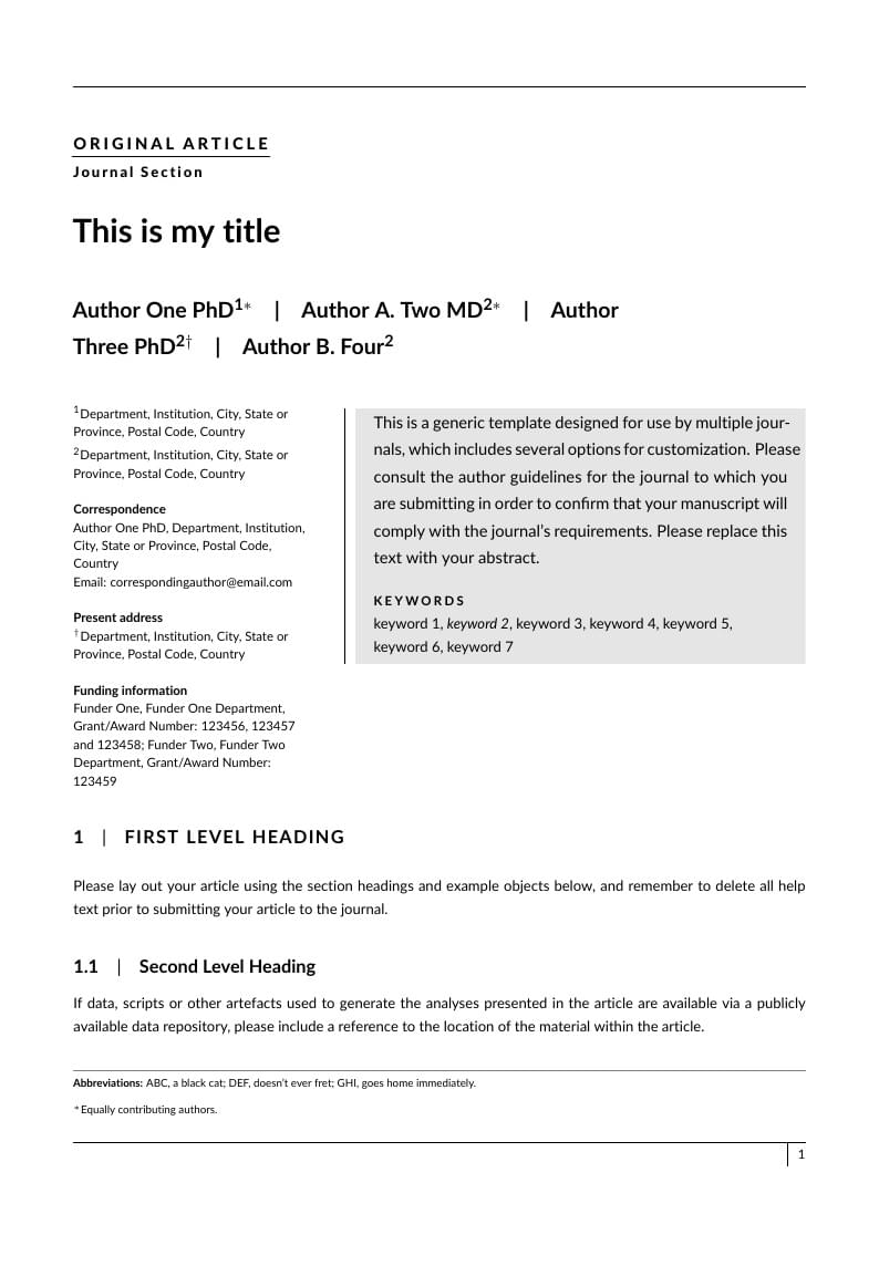 Wiley Journal Template