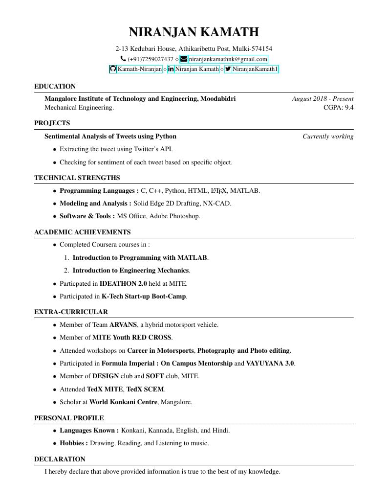 Niranjan Kamath's Resume
