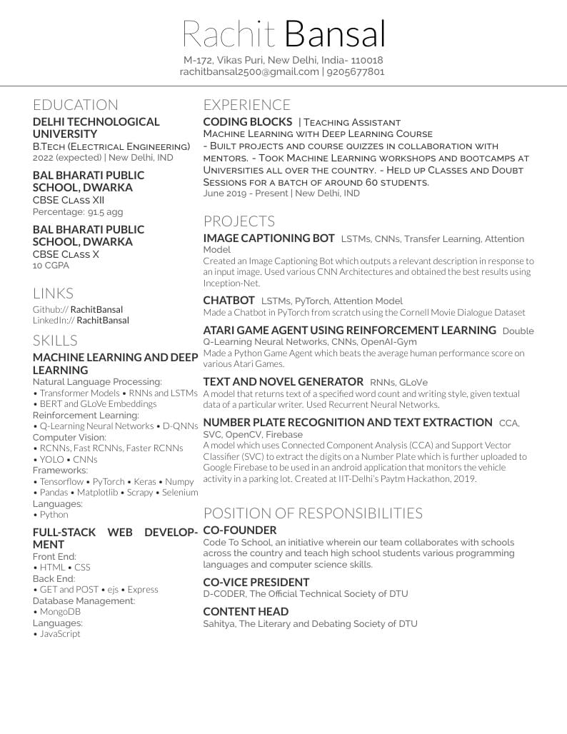 Rachit Bansal's CV