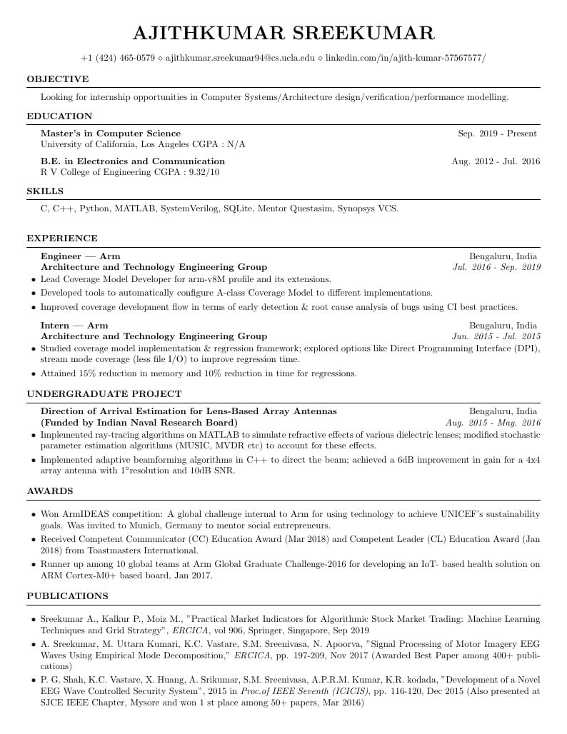 Ajith K's Resume