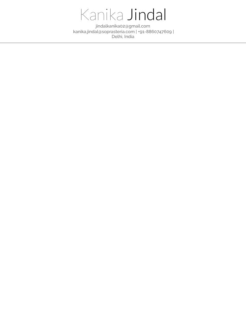 Kanika Jindal's Resume