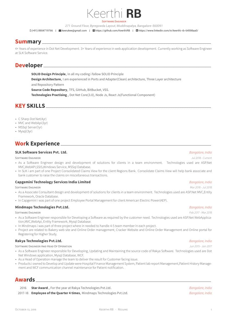 Keerthi RB's Résumé