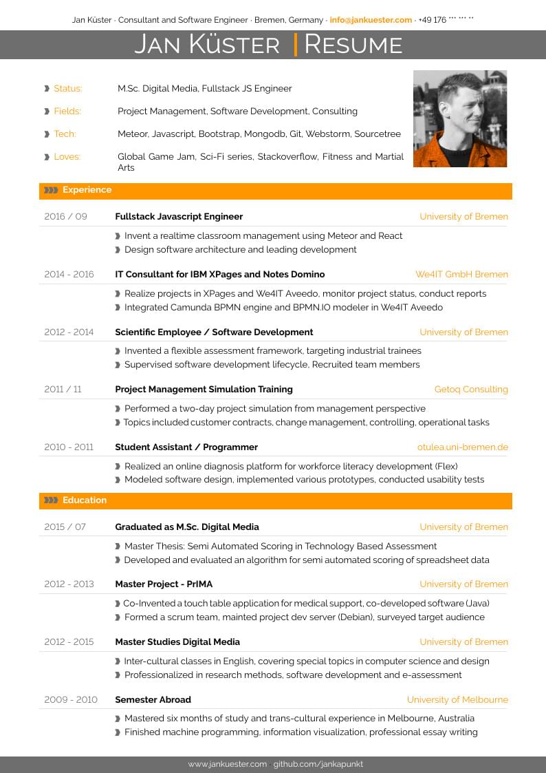 Jan Küster's Modern CV