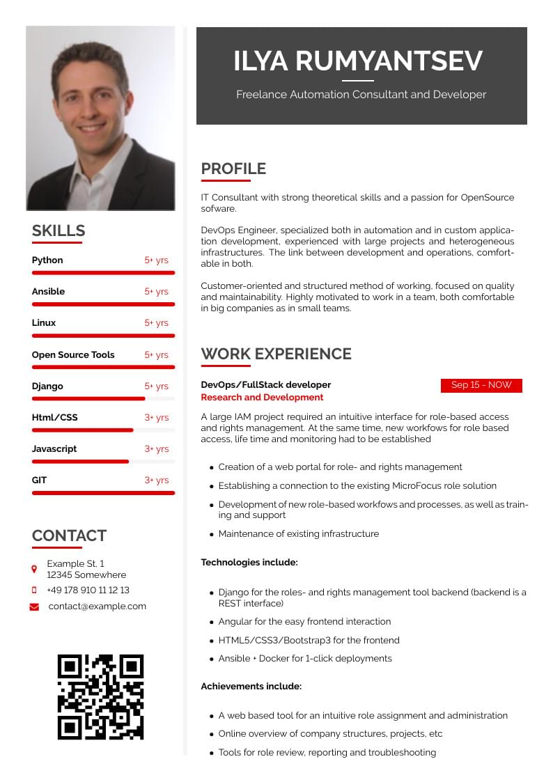 Jan Küster's Left sidebar CV