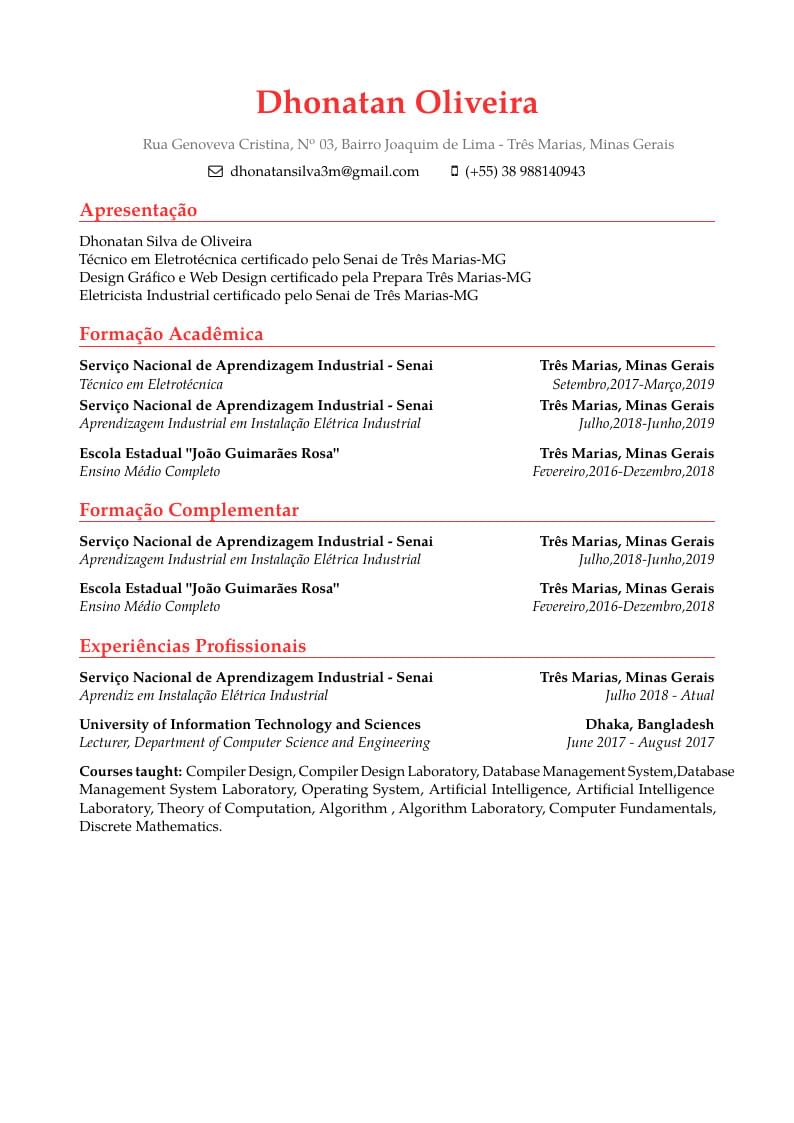 Dhonatan Oliveira's CV