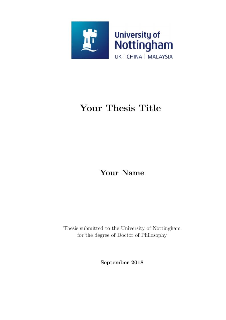University of Nottingham Thesis Template for PhD Degree