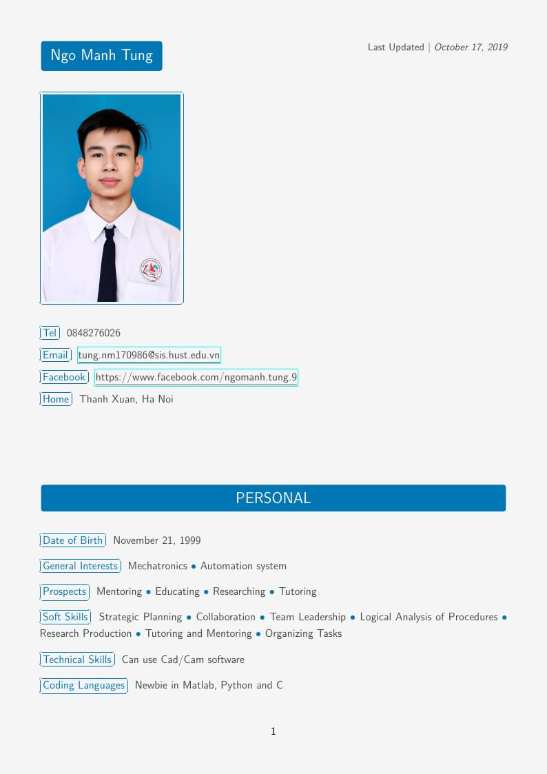 Ngo Manh Tung's CV