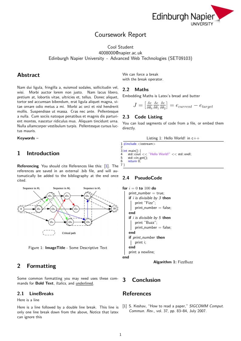 Edinburgh Napier Coursework Report
