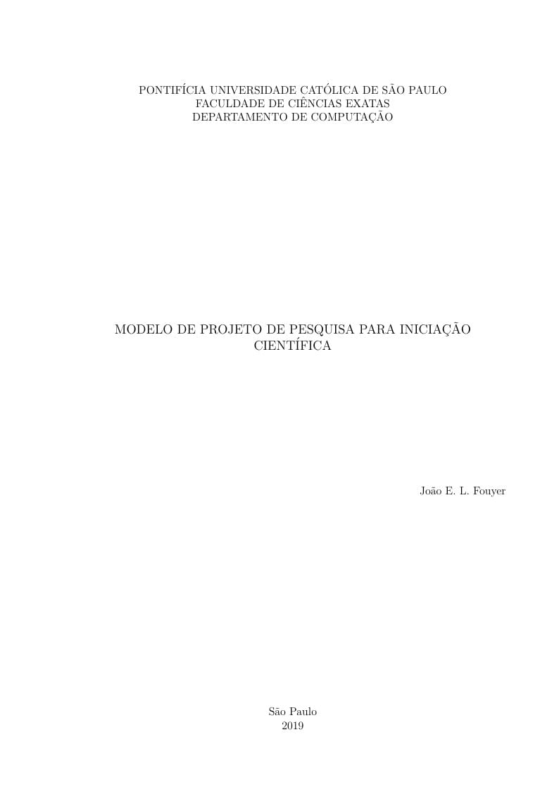 Projeto de Pesquisa Iniciação Científica - IC - PUC-SP PIBIC