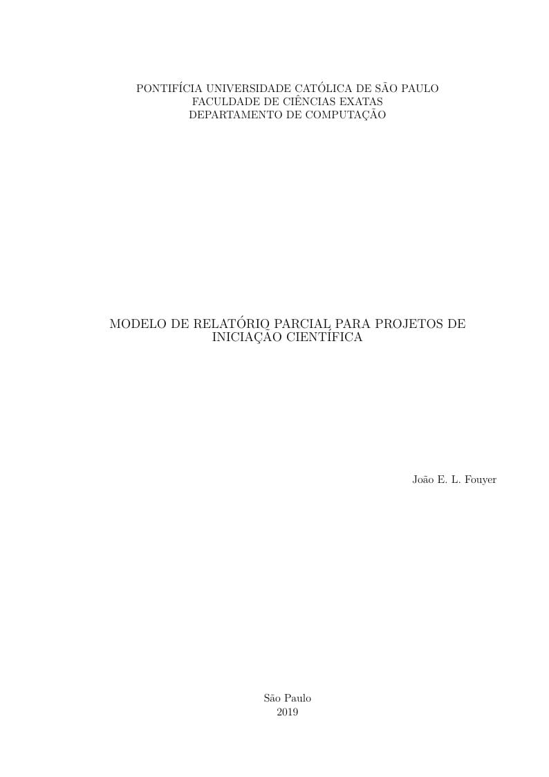 Modelo Relatorio Parcial Iniciação Cienifica PUC-SP
