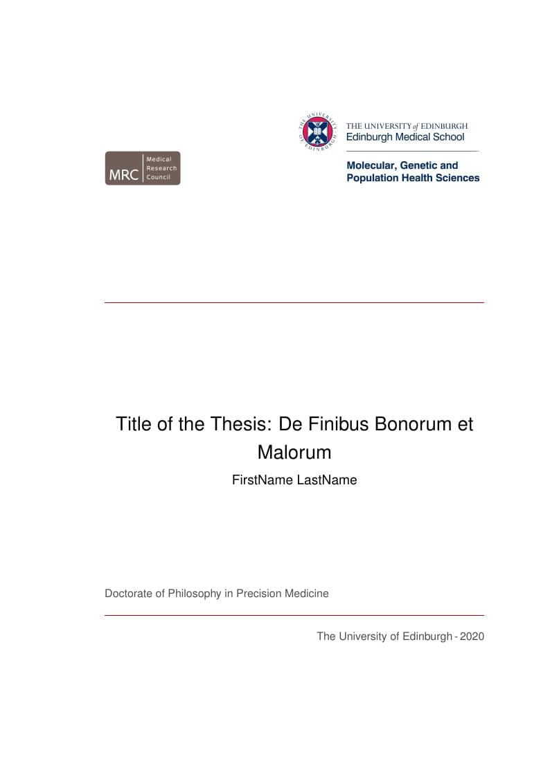 University of Edinburgh, Precision Medicine DTP thesis template