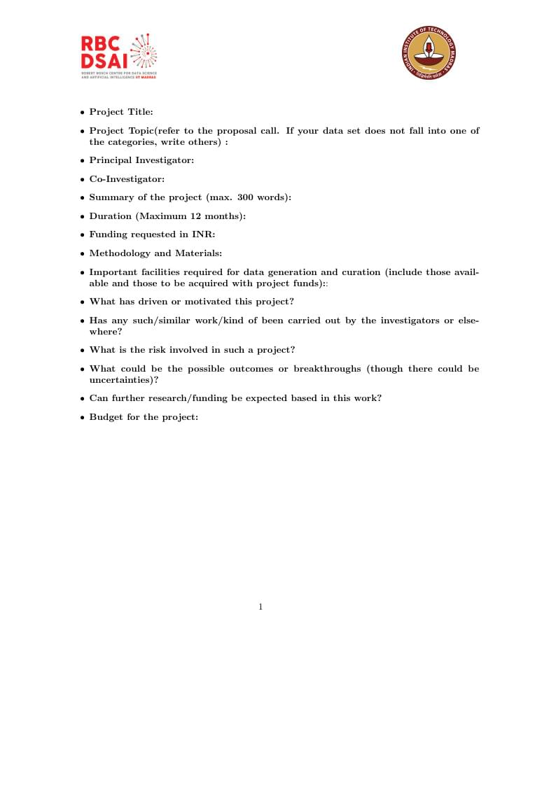 RBCDSAI Proposal Template