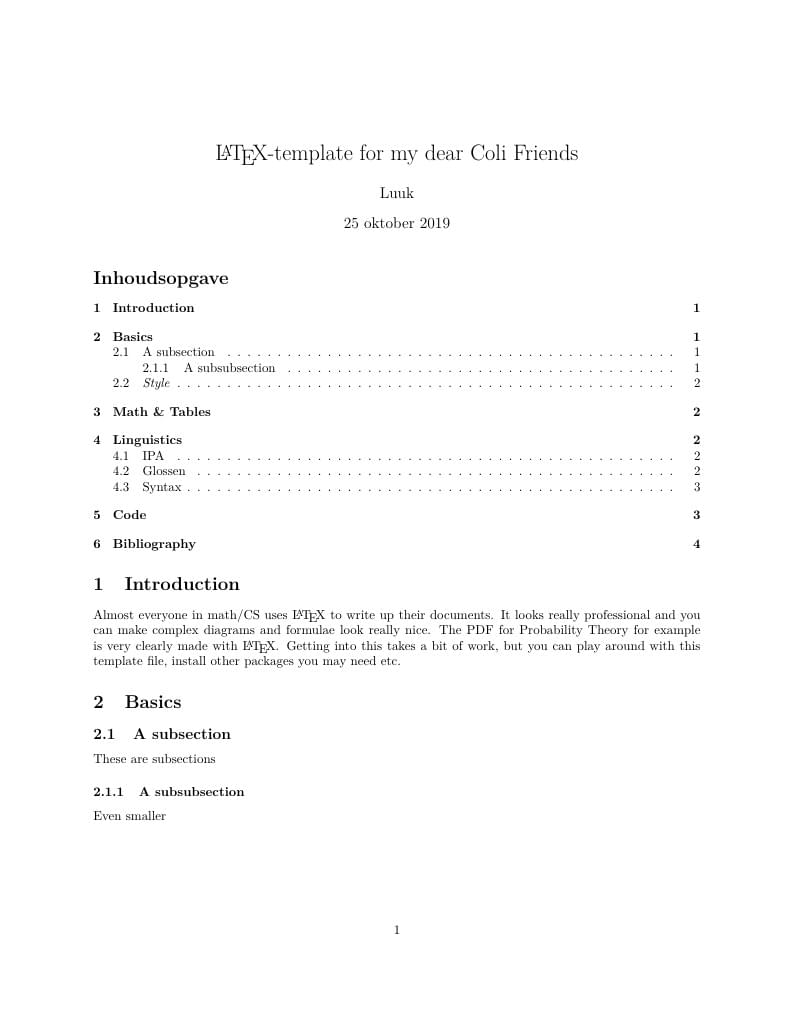 Practice template for CoLi