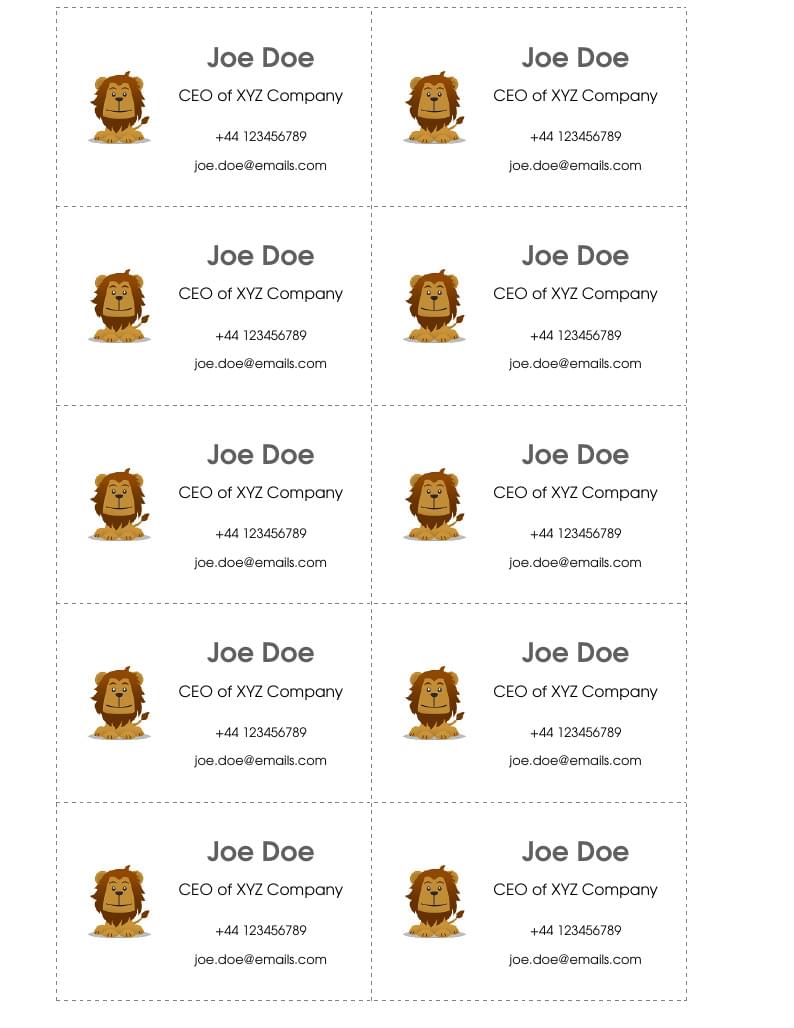 Business card template
