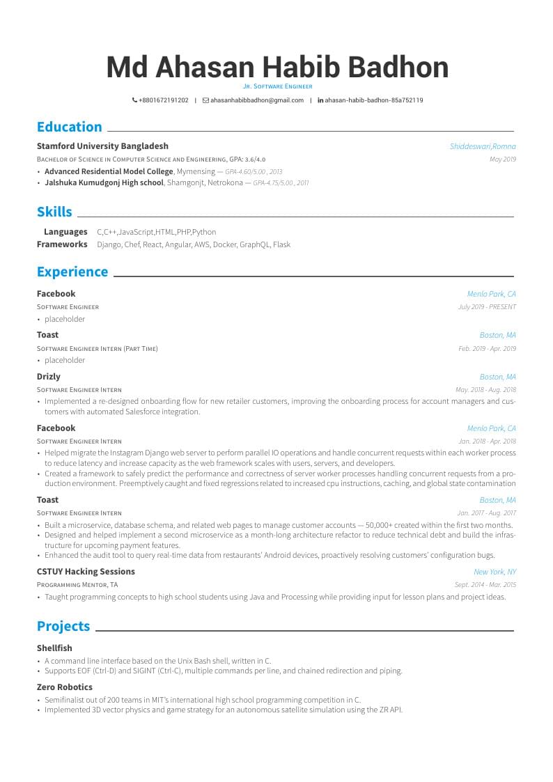 Md Ahasan Habib Badhon's CV