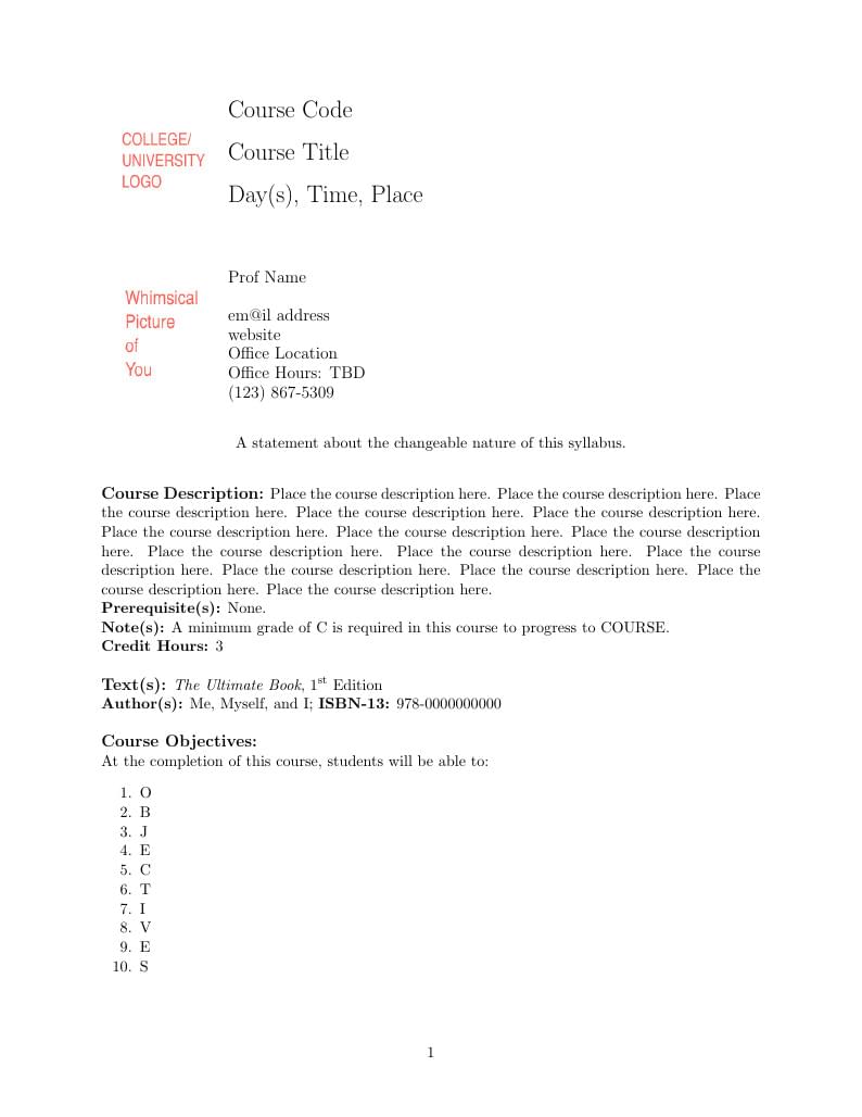Syllabus template