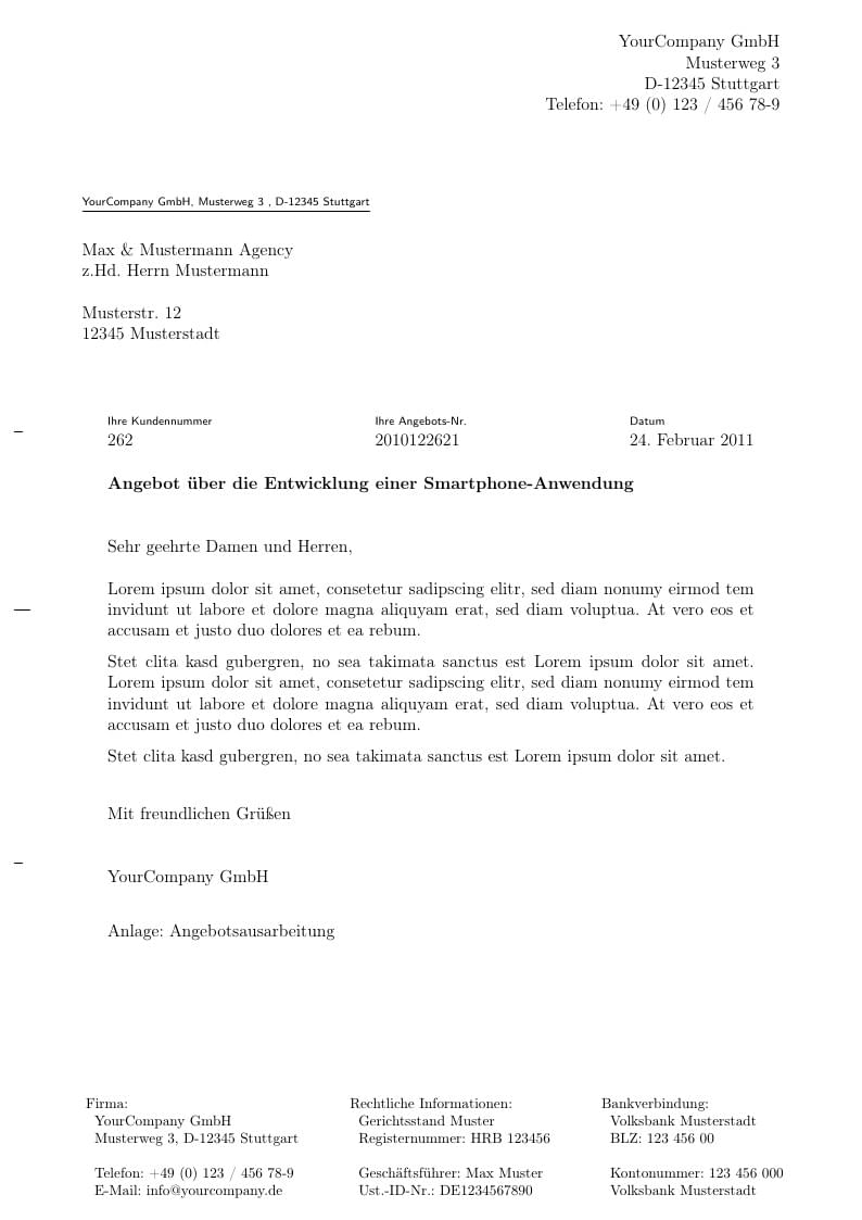 Multi-page invoice template (German)