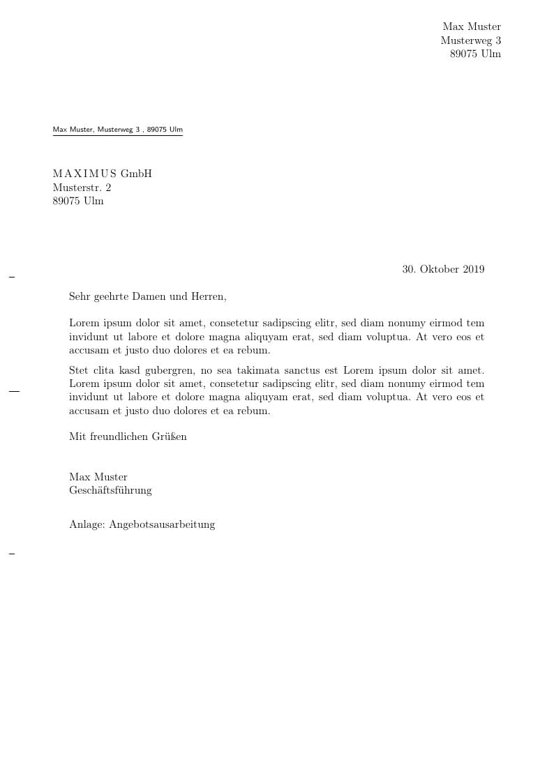 Letter template (German)