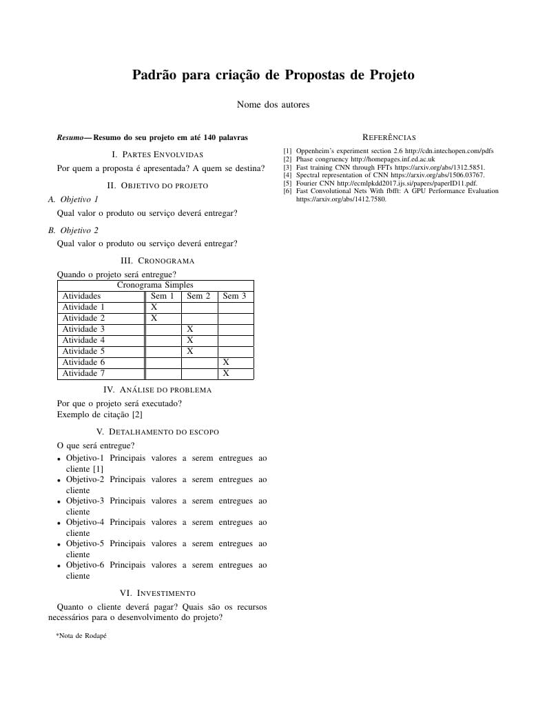 Modelo Proposta de Projeto IFMG Betim