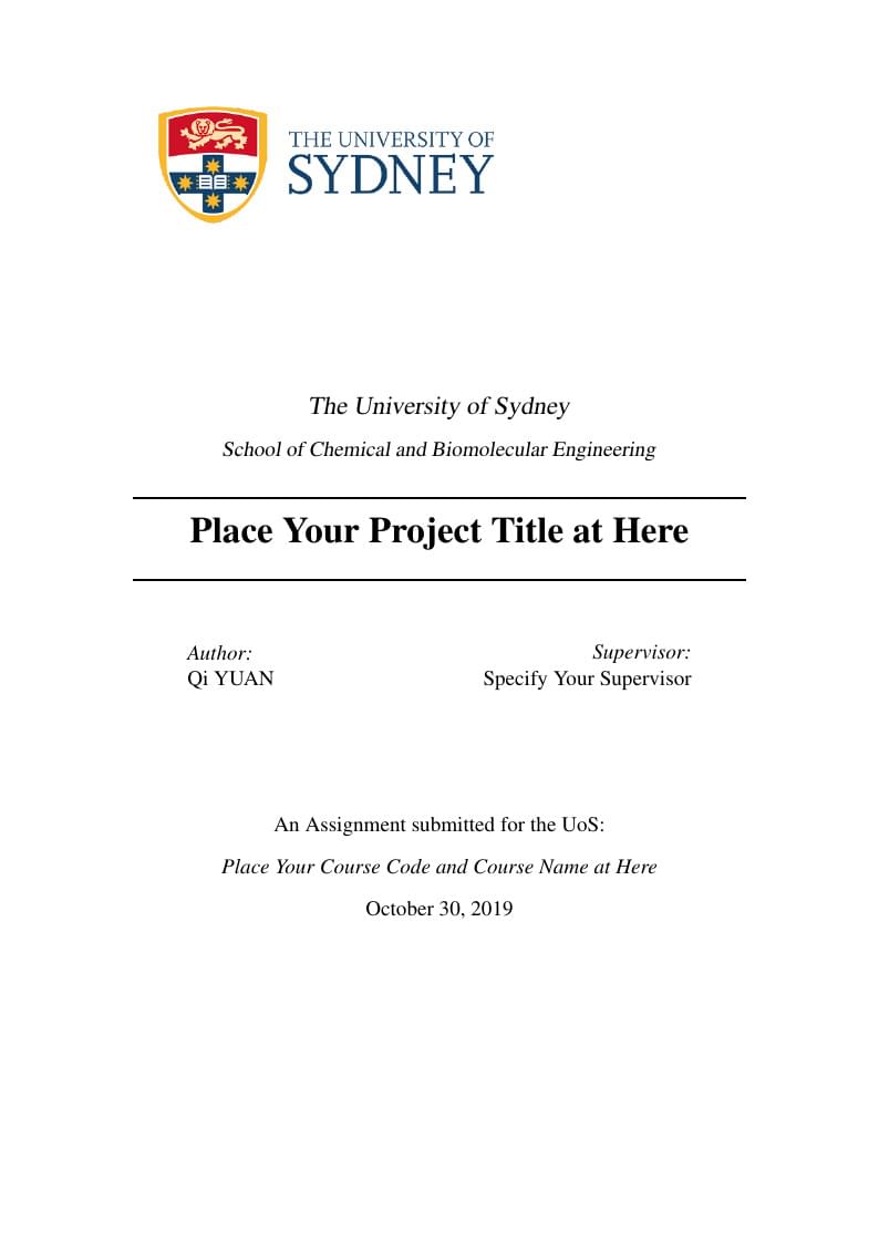 USYD Assignment LaTeX Template