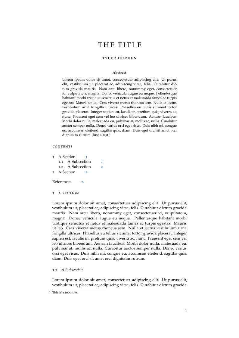 Article template using the ClassicThesis package
