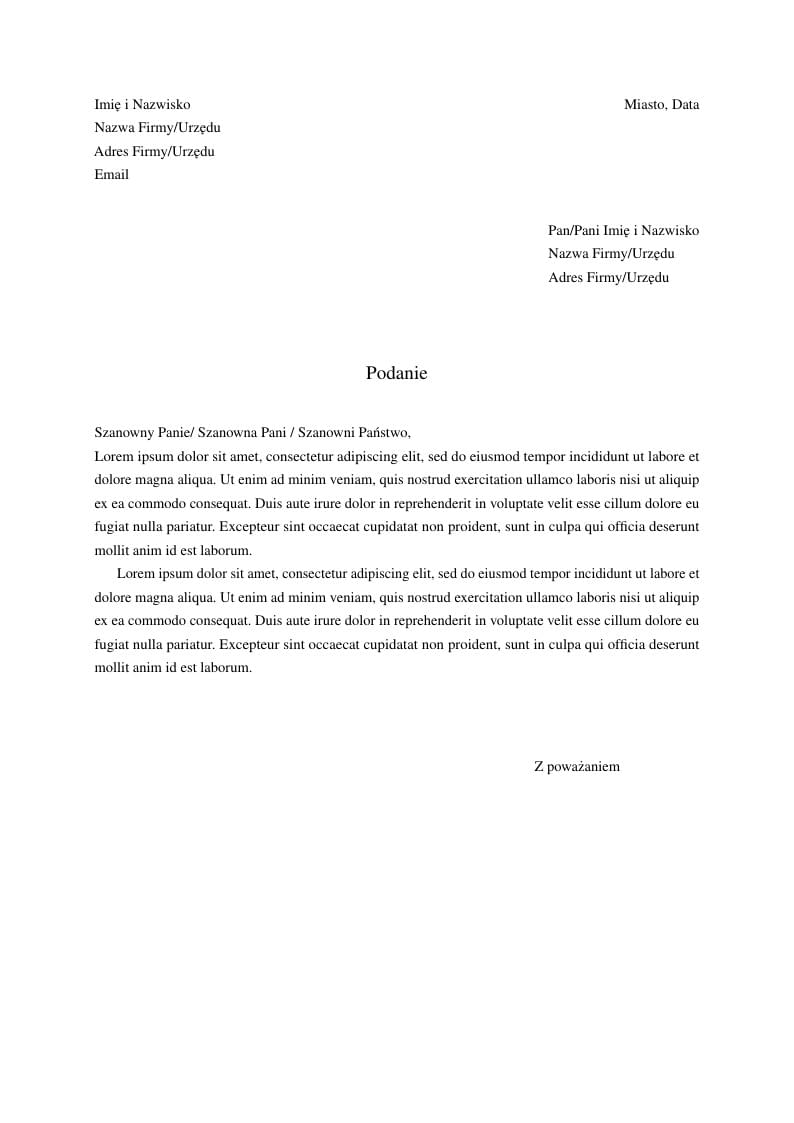 Polish letter template