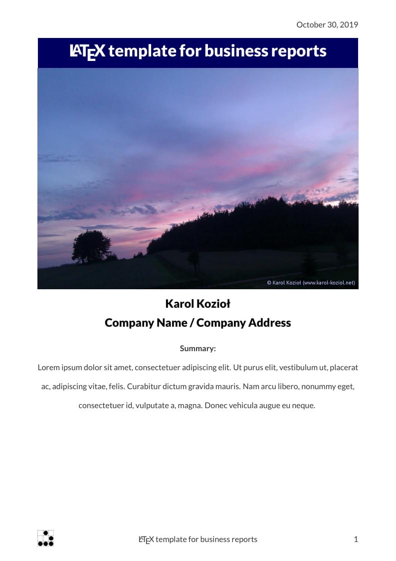 Template for business reports