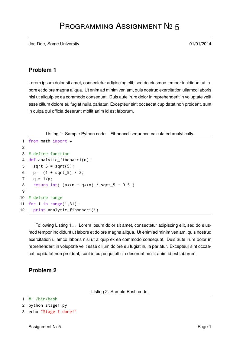 Programming assignment template