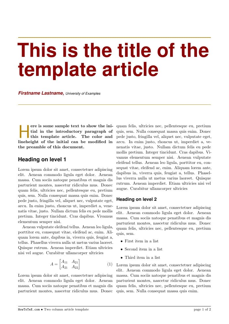 Two-column article template by Frits Wenneker