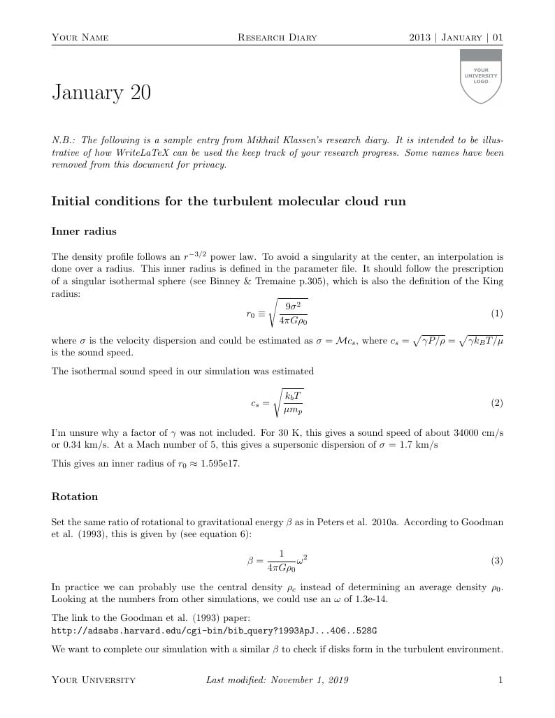 Research diary template