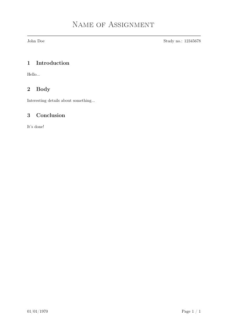 Simple template for various assignments as a student (STVAS)