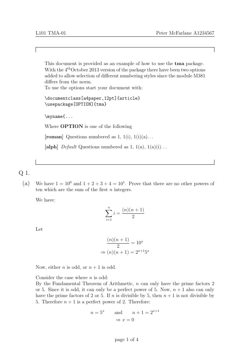 Open University (Mathematics) assignment template
