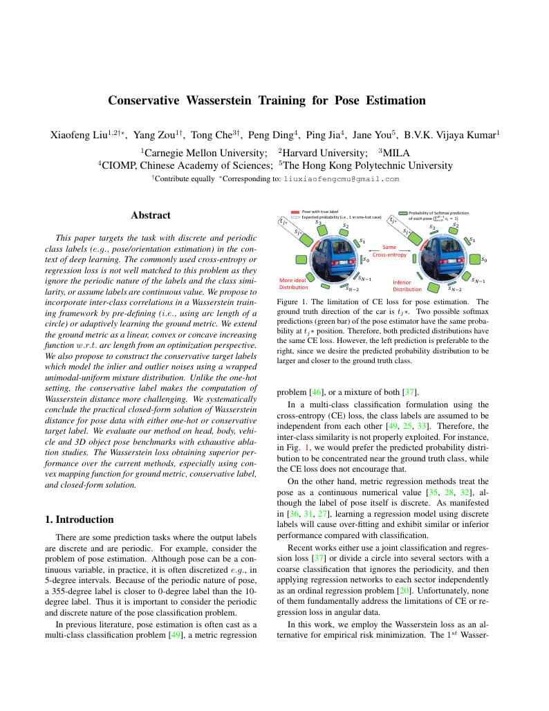Conservative Wasserstein Training for Pose Estimation