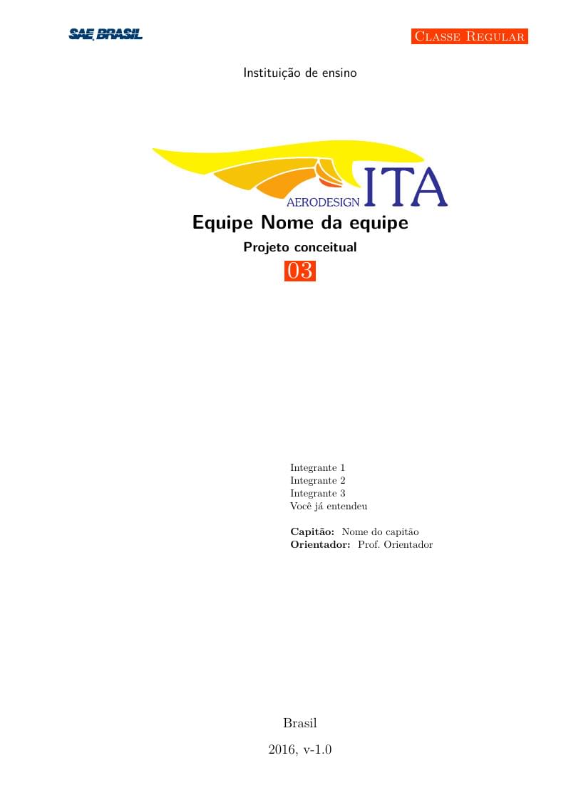 Template de relatório técnicao SAE Brasil Aerodesign 2017