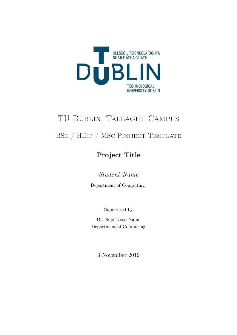 TU Dublin MSc-HDip-Undergraduate Thesis Template