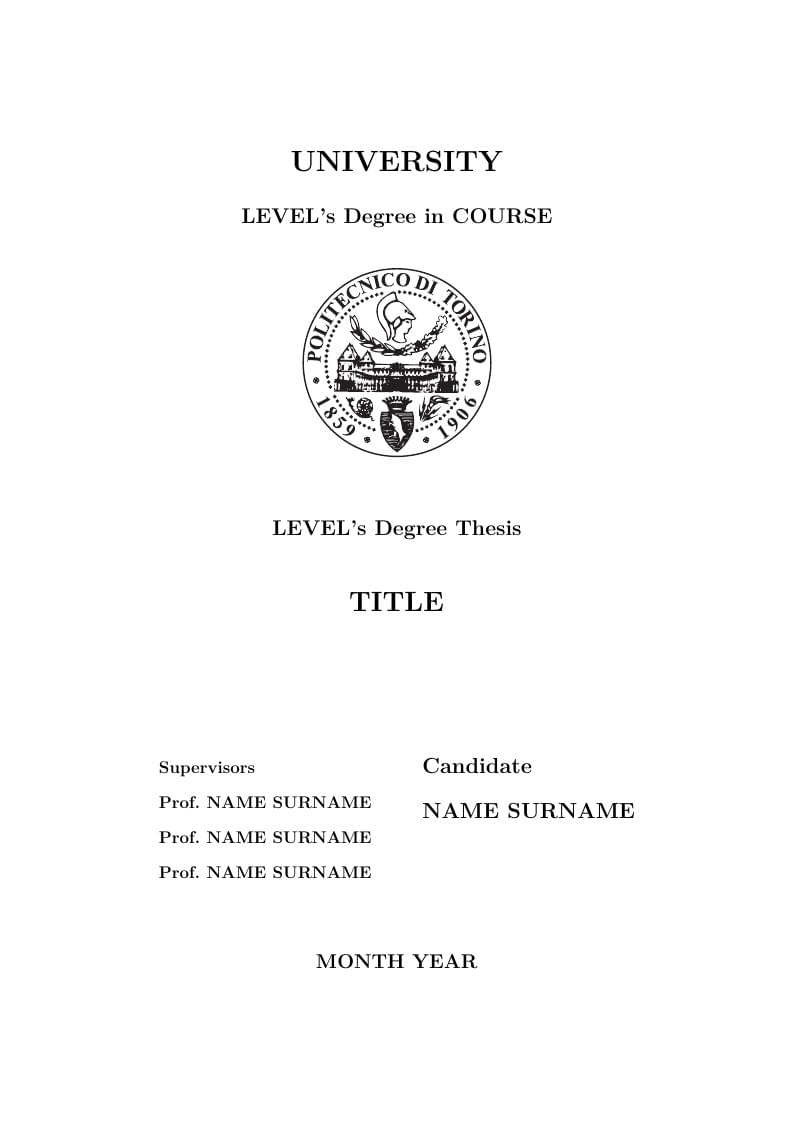 Master Thesis Template (PoliTo)