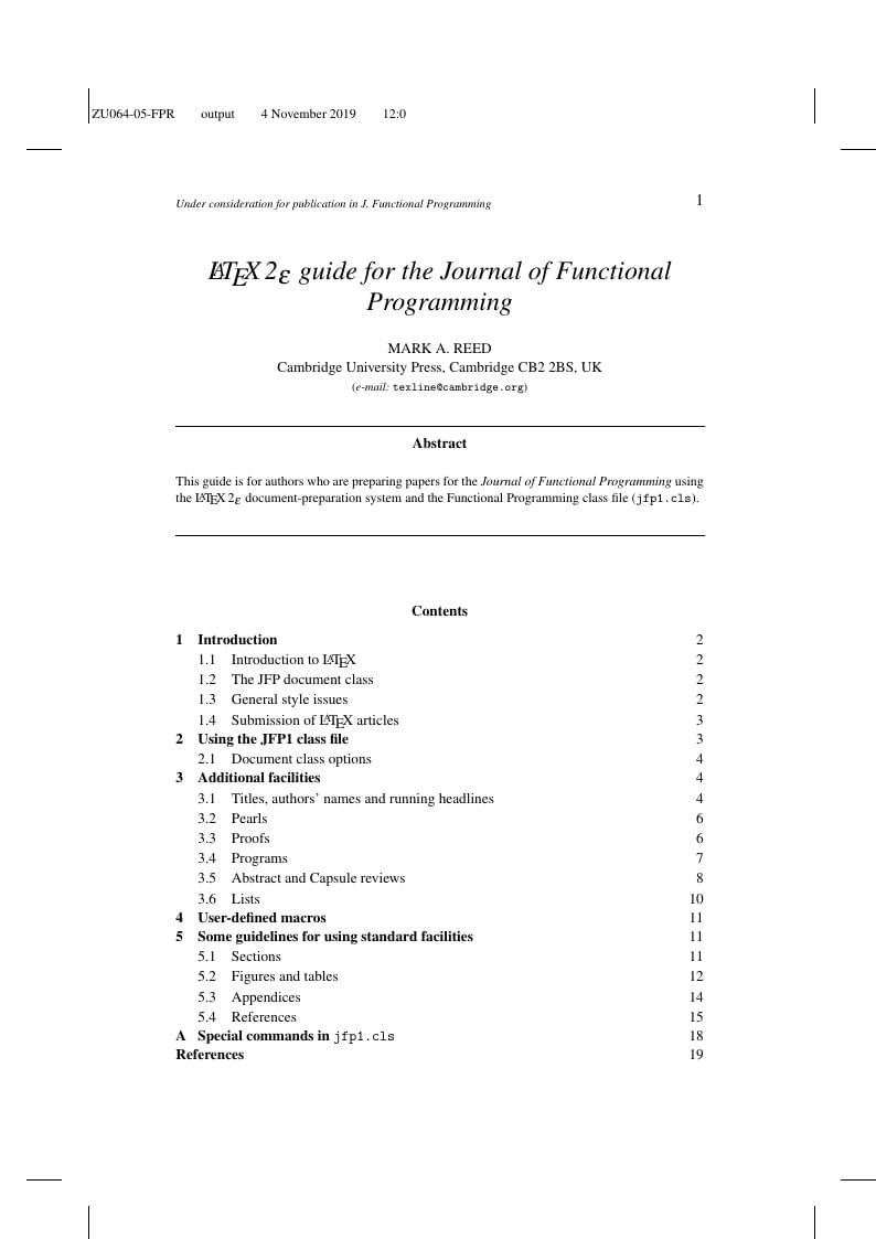 Template for Journal of Functional Programming
