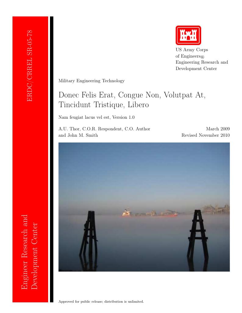 Template for Reports by US Army Corps of Engineers