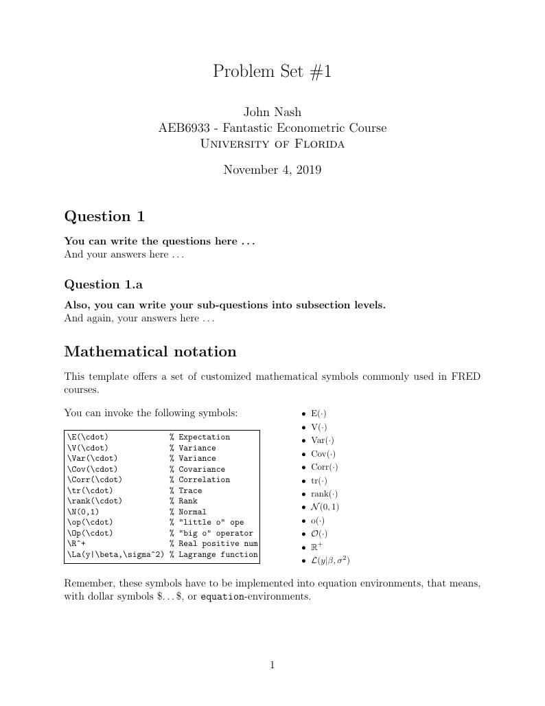 FRED/UF Homeworks template