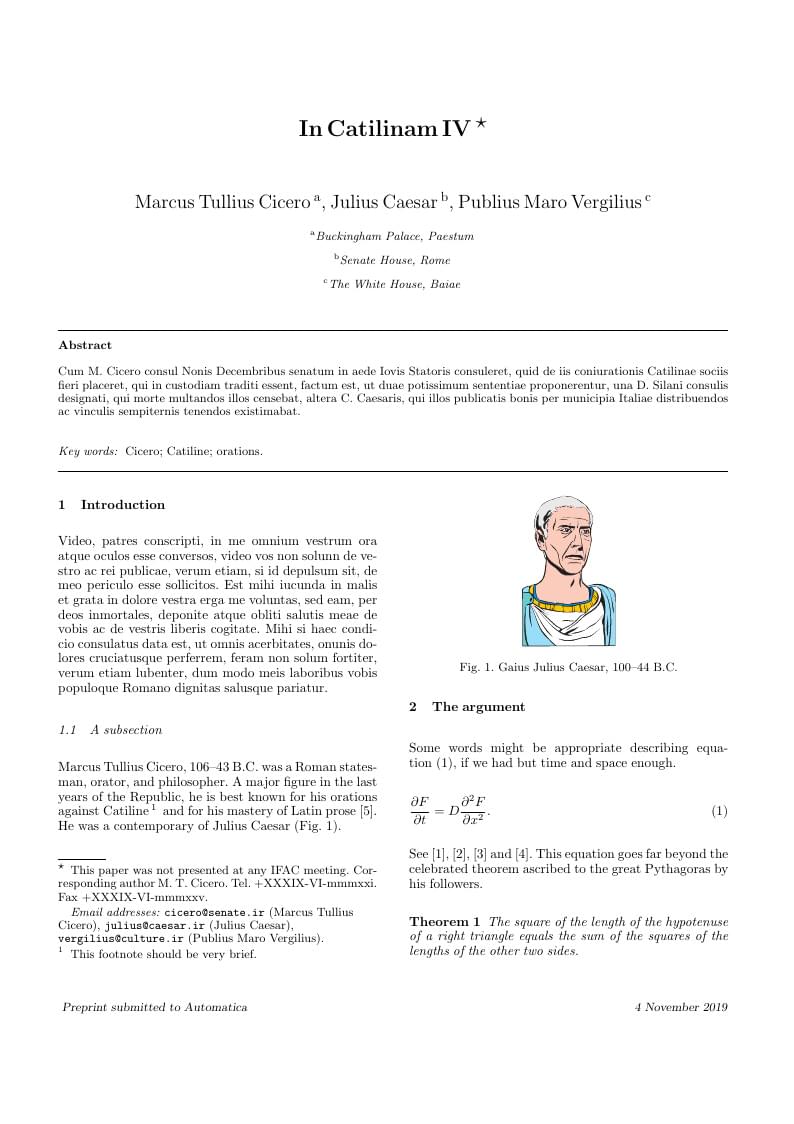 Template for Automatica (IFAC journal)