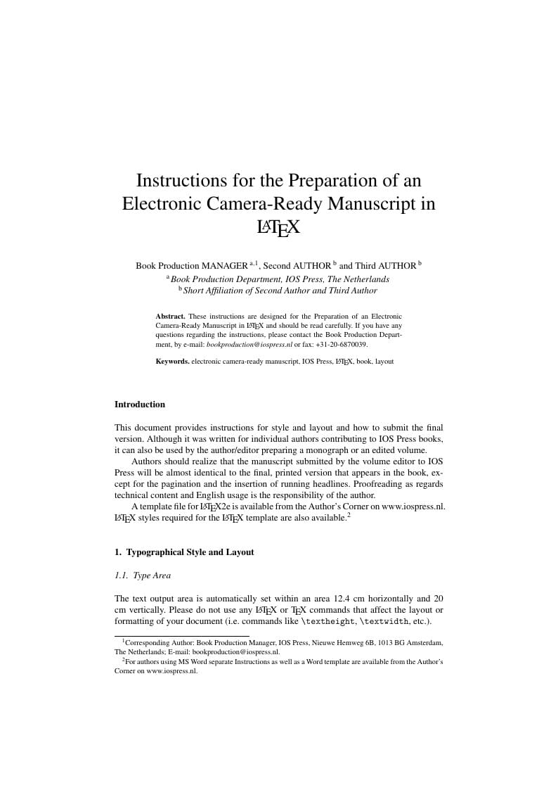 Template for IOS Press manuscripts