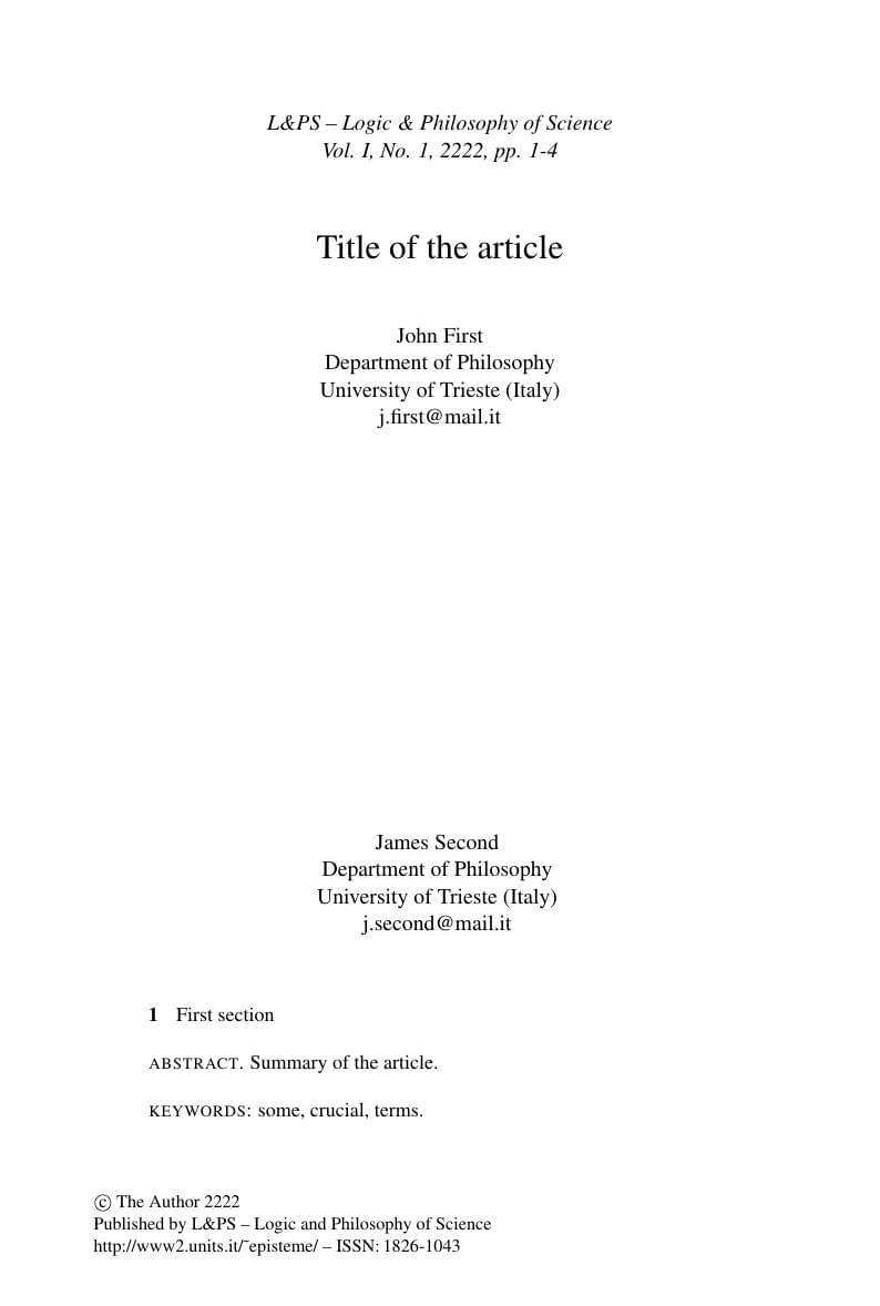 Template for Logic and Philosophy of Science